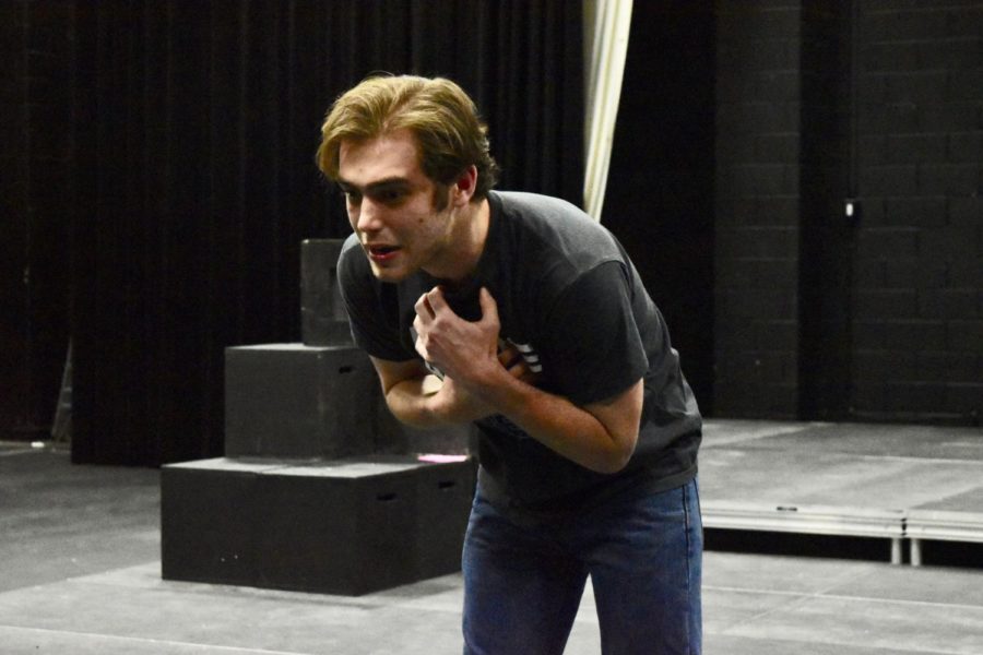 Coppell+High+School+senior+Austin+Tapler+expresses+emotion+through+his+monologue+in+the+Black+Box+on+March+22.+Tapler+is+going+to+nationals+for+dramatic+interpretation+and+is+the+only+CHS+dramatic+interper+to+advance+to+nationals+after+he+and+senior+Barrett+Engler+competed+in+the+district+tournament+earlier+in+March.+The+national+competition+is+in+Dallas+in+June.