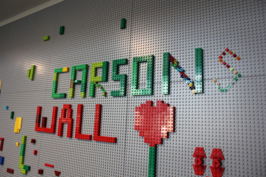 Coppell Middle School West honors former student Carson Dyke, who died in 2017, with a Carson’s Wall of legos,
celebrating Dyke’s favorite toy. This wall is located in the CMS West Library and is available for students to build on.