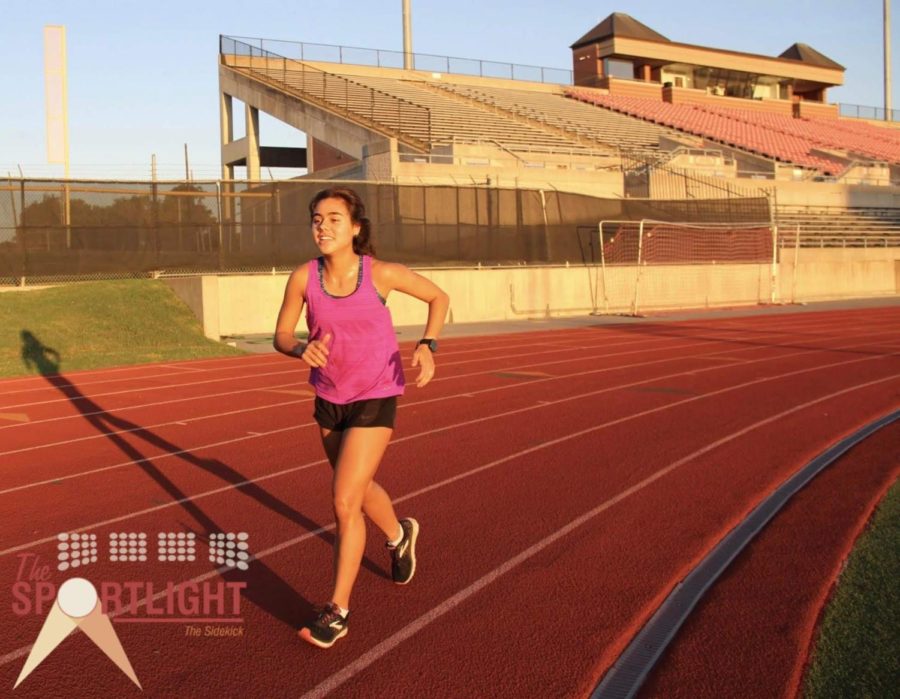 Coppell senior Izzy Iseley runs her daily mileage on the Coppell High School track before school on Friday. Iseley alternates between JV and varsity cross country, but she has many passions aside from running. 