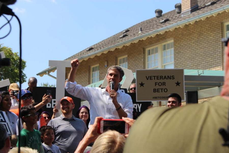 Presidential candidate Beto O’Rourke speaks to a crowd of supporters on Sunday at the Plano ArtsCentre.  After Thursday’s debate in Houston, O’Rourke concluded a short series of campaign rallies in Texas with calls for both ideas he has mentioned throughout his campaign and firmer stances on issues.