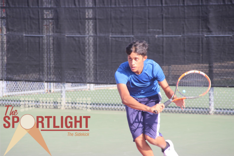 Coppell JV1 sophomore Aryon Nath swings during practice on Sept. 10 in the CHS Tennis Center. Nath is a champ-level tennis player and has played since the end of fifth grade. 