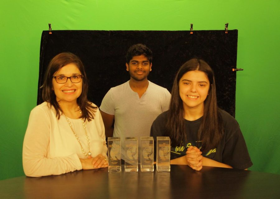 KCBY-TV adviser Irma Kennedy, senior graphics director Rishi Meka and senior program director Mildred Padilla were among the staff members attending the Lone Star EMMY Show and workshop on Saturday at Live! By Loews Hotel in Arlington. KCBY won four Lone Star EMMYs, including Best High School Newscast. 