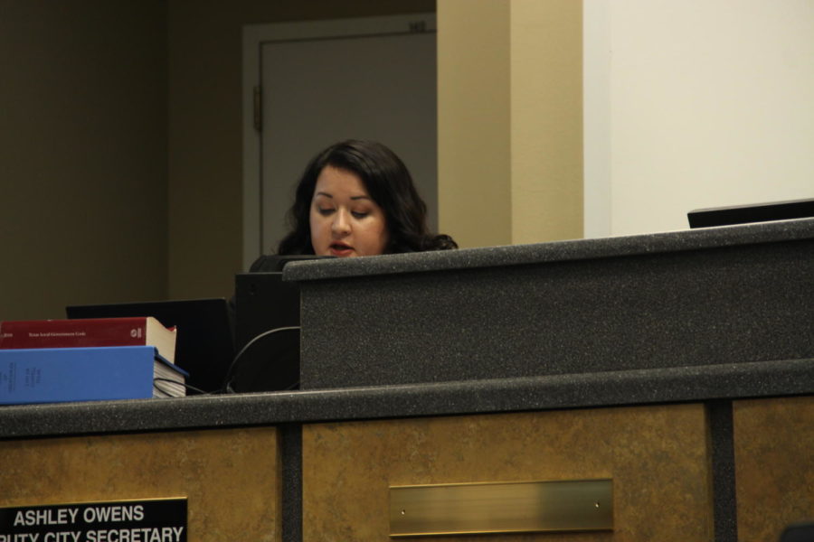 Coppell deputy city secretary Ashley Owens discuss the board meeting roster. Coppell City Council meetings are regularly held on the second and fourth Tuesday of each month at 7:30 p.m. 