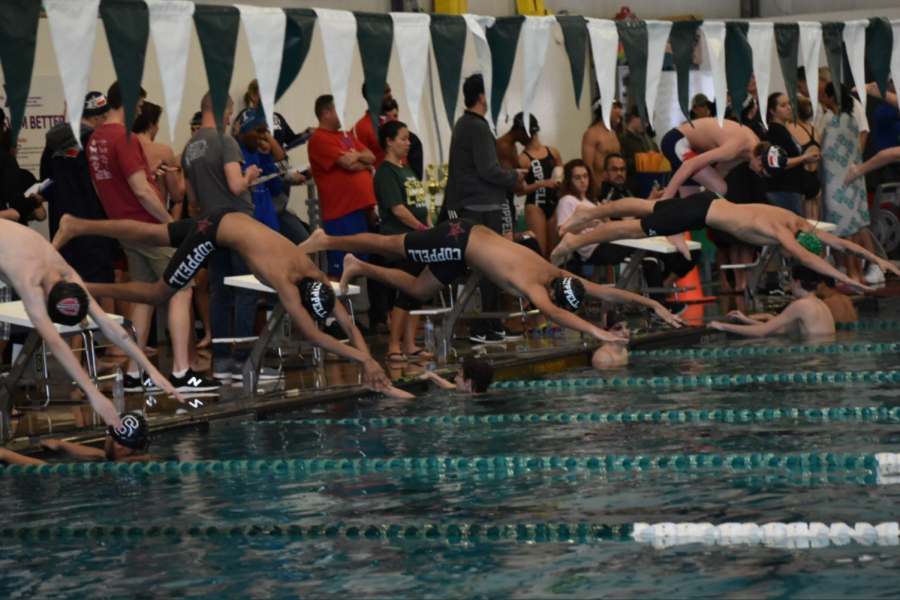 The+Coppell+boys+swim+team+placed+first+in+the+Tex+Robertson+Invitational+at+the+YMCA+of+Highland+Lakes+on+Jan.+4.+The+team+goes+to+Southlake+for+the+District+6-6A+Championships+from+Jan.+17-18+at+the+Carroll+ISD+Aquatics+Center.+