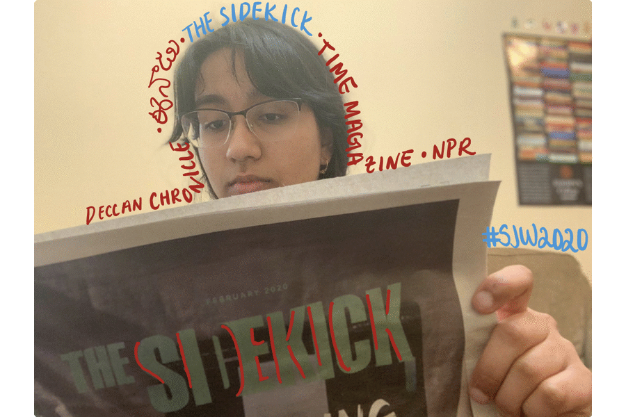 The+Sidekick+staff+writer+Akhila+Gunturu+talks+about+what+journalism+means+to+her+for+Scholastic+Journalism+Week.+Gunturu+was+pushed+by+the+journalistic+influences+around+her+to+seek+knowledge+and+join+The+Sidekick.+