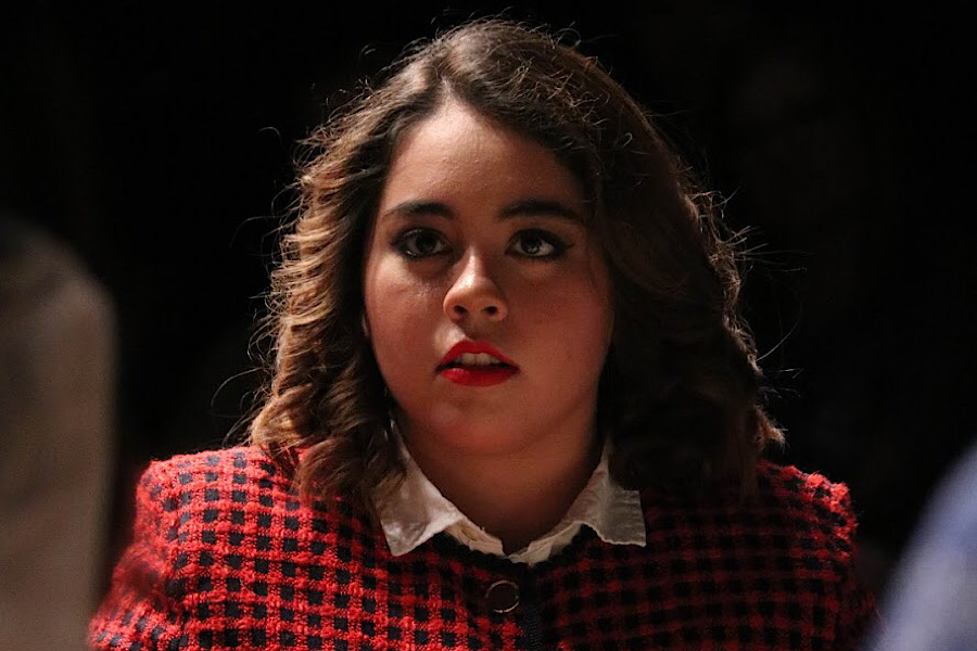 Coppell High School junior Sidekick staff writer Camila Villarreal plays Juror 7 in the CHS student-directed play “12 Angry Jurors” on Feb. 21 in the CHS Black Box. Villarreal played a racist character in the show, which hit close to home as she has been the victim of racists actions and comments in the past.