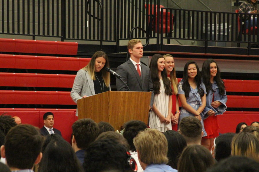 Former+Coppell+High+School+Principal+Dr.+Nicole+Jund+recognizes+the+senior+Student+Council+officers+at+the+class+of+2019+senior+awards+in+the+CHS+Arena+on+May+22.+For+the+class+of+2020%2C+Principal+Laura+Springer+announced+the+cancellation+of+the+graduation+ceremony+at+the+University+of+North+Texas+on+May+28+in+an+email+this+morning.