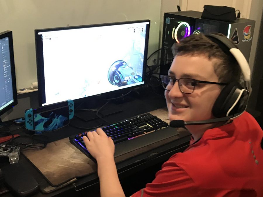 Coppell+High+School+junior+Marcos+Morales+plays+the+video+game+Overwatch+on+his+Cyberpower+PC+and+Ace+monitor.+Morales+is+not+only+a+gamer%2C+but+an+aspiring+engineer+who+has+mastered+3D+printing+as+well.+Photo+courtesy+Marcos+Morales