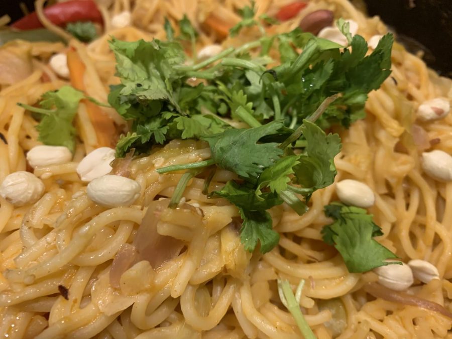 Though slightly unusual, this Asian-inspired pasta dish will have your mouth watering. Garnish with peanuts, cilantro, scallions and sesame seeds for a delicious finishing touch and the perfect dinner recipe.