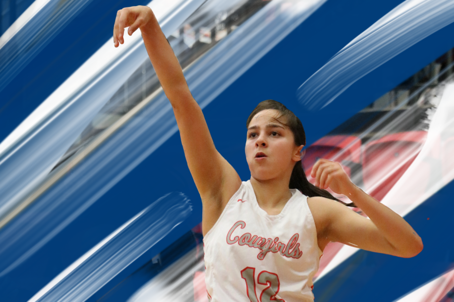 Coppell senior guard Anika Herron shoots a 3-pointer against Irving on Jan. 11 in the CHS Arena. Herron committed to play basketball at UD for the 2020-21 school year.