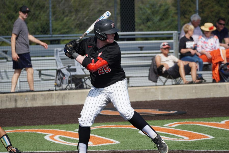 Coppell junior pitcher and infielder Chayton Krauss hits against Rockwall on March 12 at Rockwall High School Campbell Baseball Complex. Krauss has played for Red Land Little League and the New Zealand U15 and U18 teams. 