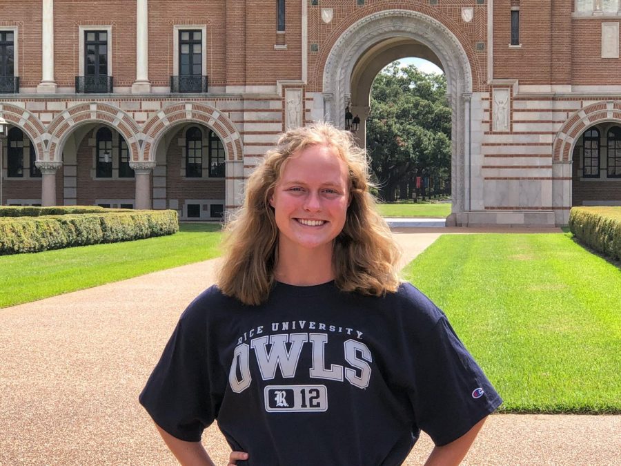Coppell junior midfielder Bailey Peek visits the academic quadrangle in front of Lovett Hall at Rice University on July 11. Peek verbally committed to play Division I soccer at Rice on July 10.