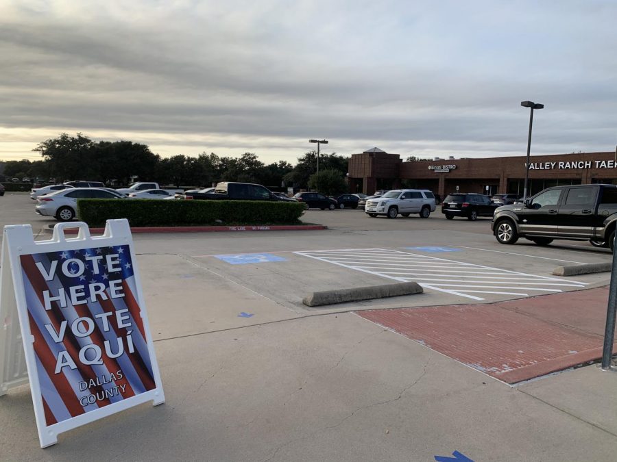 Signs help direct residents at the Valley Ranch Public Library for early voting Oct. 19. Valley Ranch Public Library is one of the six locations in Irving that holds early voting during COVID-19.