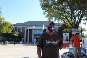 A voter shows his brochure for District 115 State Representative candidate Karyn Brownlee at Coppell Town Center. Today is Election Day, with seven polling locations open in Coppell, including the Coppell Town Center, Coppell Arts Center, Wilson Elementary, Mockingbird Elementary, Lakeside Elementary, Riverchase Elementary and Cottonwood Creek Elementary. 