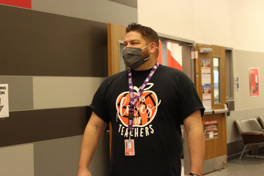 CHS9 Principal Cody Koontz surveys the hallways before school on Wednesday. Koontz has led many projects for CHS9 over the past semester and discusses goals he has for the rest of the school year.