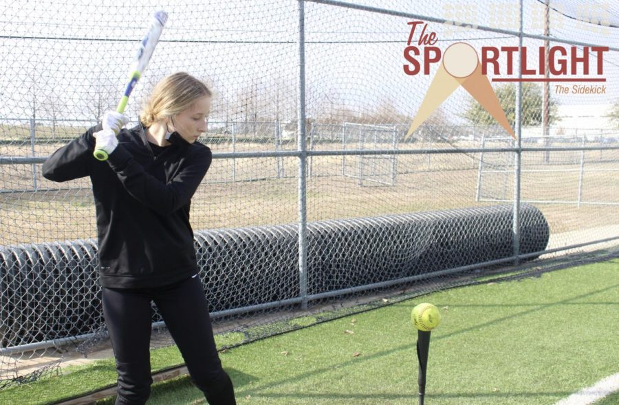 Coppell center fielder/third baseman sophomore Jordyn Ashby practices her swing at Lesley Field on Feb. 8. Ashby made a return to softball after taking a break to focus more on volleyball.