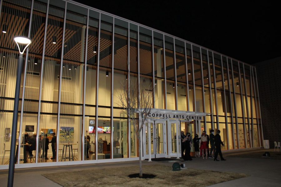 Families exit the Coppell Arts Center after the Coppell High School Cowboy Theatre Company’s annual Senior Showcase on Friday. The Senior Showcase features seniors expressing themselves through two monologues. 

