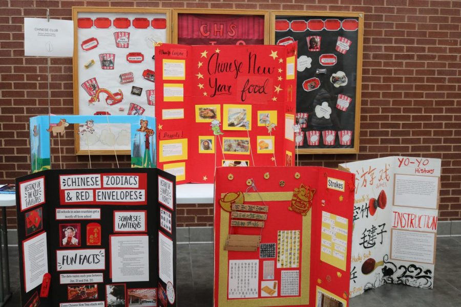 Coppell High School Chinese Club displays its projects and encourages students to  volunteer in hallmark events at the Club Expo during lunch on Friday. The Club Expo was held during all lunches so that students could explore different clubs. Photo by Sannidhi Arimanda