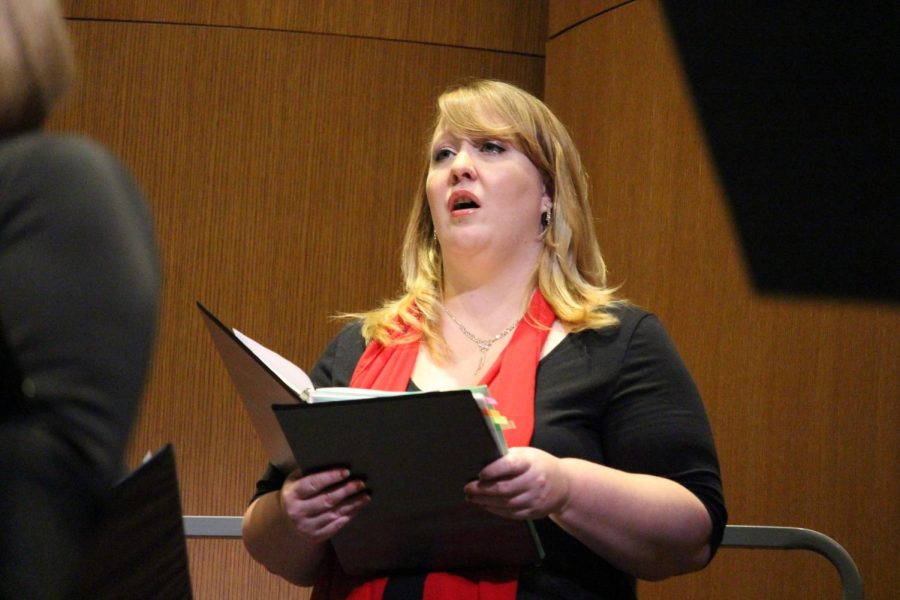 Coppell Community Chorale soprano and Coppell Middle School West science teacher Sara Albers sings in the main hall of the Coppell Arts Center on Saturday. The chorale hosted its fall concert, Legendary, in which choir ensembles covered songs by well-known music legends.