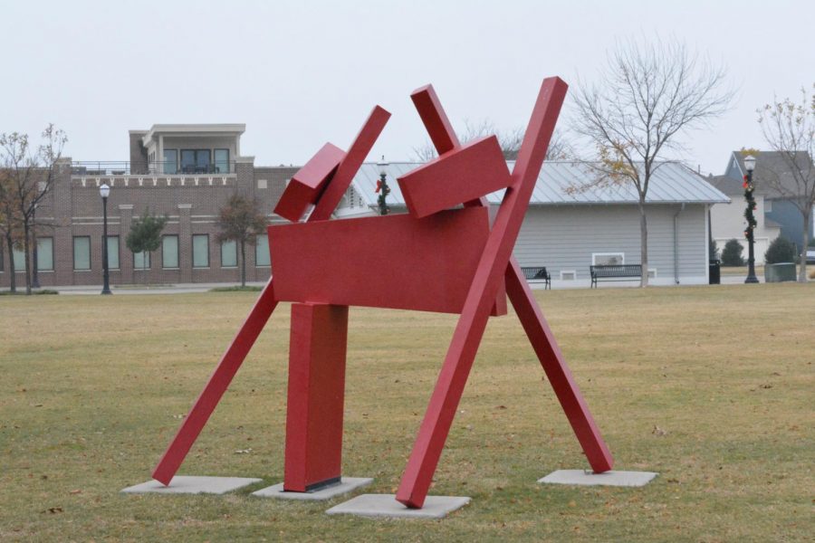 Denton-based+artist+Russ+Connell+welded+Red+Pony%2C+a+vivid+steel+sculpture+that+now+is+on+display+in+Old+Town+Coppell.+There+are+several+sculptures+throughout+Coppell+whose+artists+and+origins+are+relatively+unknown%2C+but+these+artworks+all+share+one+thing%3A+a+home+in+Coppell.+Photo+by+Shrayes+Gunna