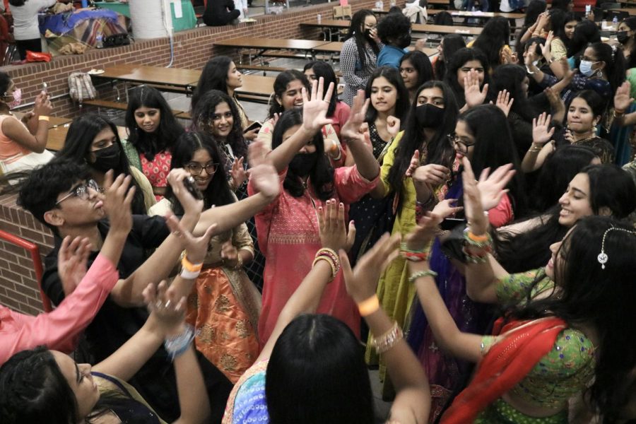 Coppell High School students dance to Bollywood songs during freestyle in Heritage Night. Heritage Night was on Friday to honor the different cultures at CHS.