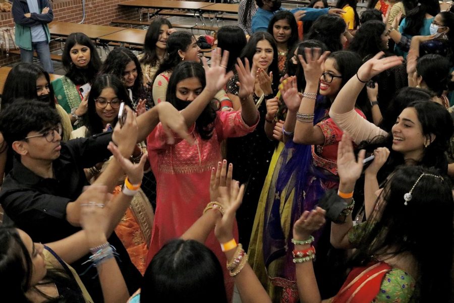 Coppell High School students dance to Bollywood songs during freestyle in Heritage Night. Heritage Night was on Friday to honor the different cultures at CHS. Photo by Sreeja Mudumby.
