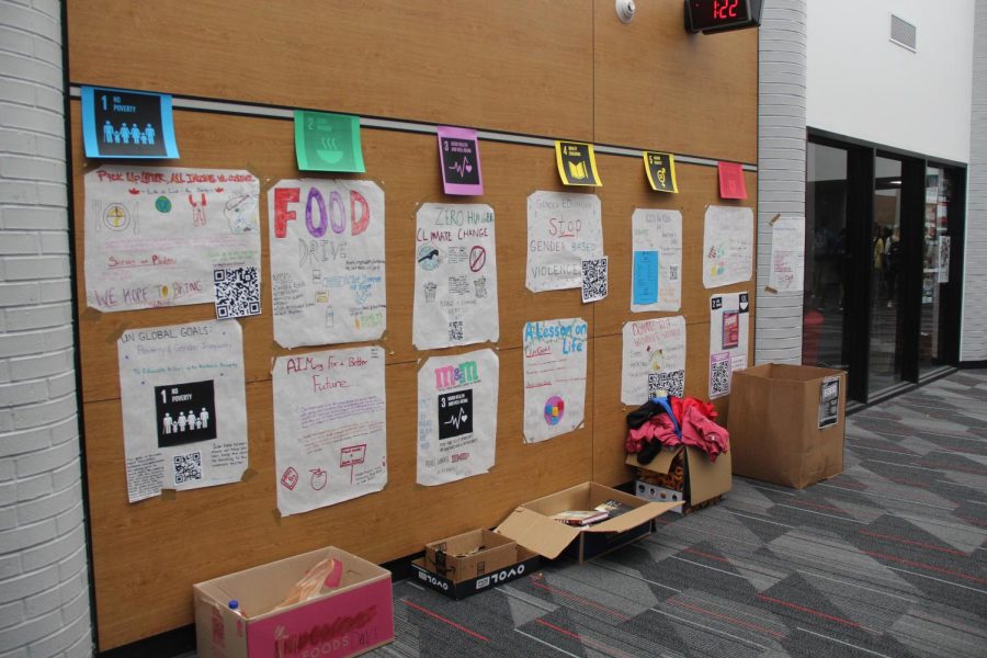 Coppell High School astronomy students display their United Nations Climate Project in CHS. The UN Climate Project aims to raise awareness and engage CHS students in creating a more sustainable future. 