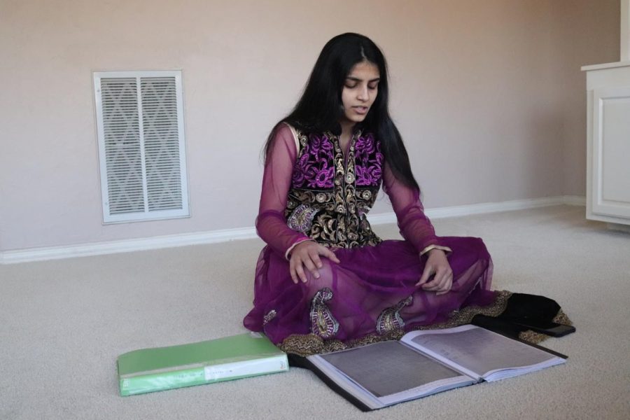 Coppell High School senior Shruti Shukla sings her favorite song, “Mere Dholna,” composed by Pritam Chakraborty, on March 8. Shukla has been singing Hindustani music since age 5 and takes exams administered by an Indian music organization, Pracheen Kala Kendra.