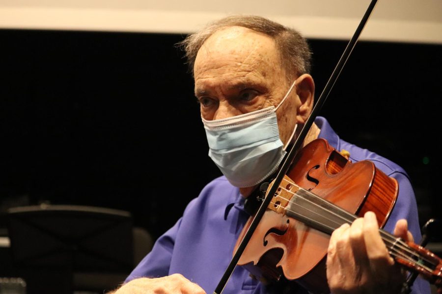 Galveston Symphony Orchestra founder Jerry Bailey plays the viola at the Coppell Arts Center on Jan. 19. Bailey’s extensive experience as a musician and orchestra founder has been instrumental in the Coppell Community Orchestra’s success since its establishment in 2018.