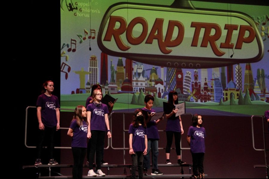 The Coppell Children’s Chorus sings “Home” by Phillip Phillips in the Coppell Arts Center’s Main Hall on Sunday. The chorus sang seven songs about journeys and traveling for its concert “Road Trip.”