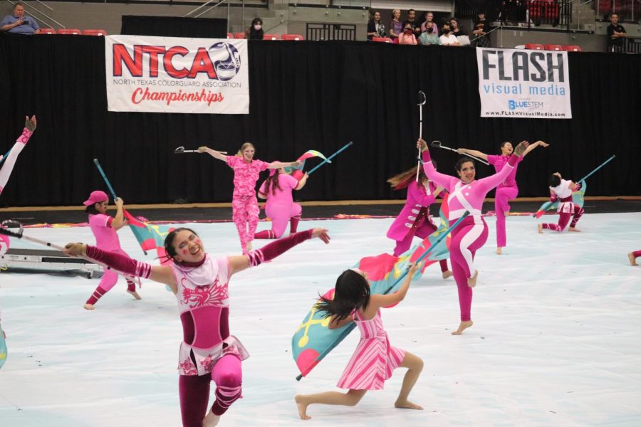 CHS Color Guard  performs the sabre-flag feature in “Toy Factory” at CHS Arena on Sunday. CHS Color Guard won third place at the North Texas Colorguard Association (NTCA) competition. 