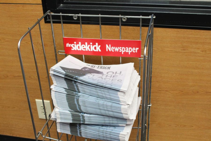 The Sidekick newspapers issue six, the annual senior issue, is on the racks in the main hallway on Thursday. As the year wraps up, indications of the close of the school year can be seen all around the Coppell High School campus.