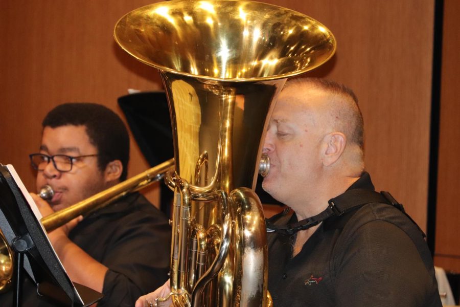 Coppell Community Orchestra tuba player Roger Dalling plays “Bahn Frei” by Edward Strauss at the Coppell Arts Center on Oct. 16. The Coppell Community Orchestra presented its sixth season opening concert, “Dance With Me.”
