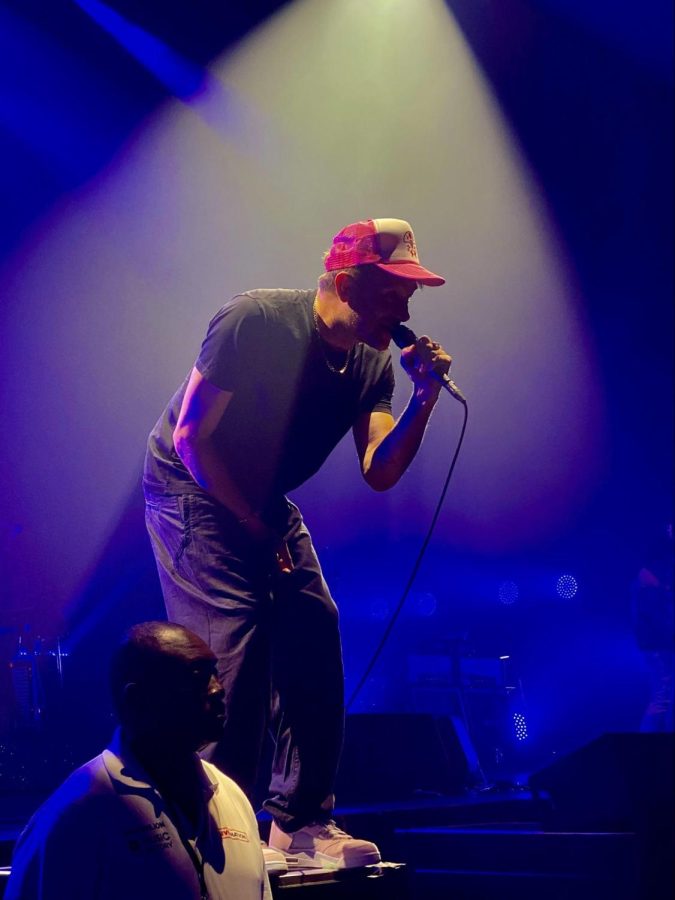 Damon Albarn sings “Last Living Souls” on Oct. 1. at Toyota Music Factory. Gorillaz is traveling on its North American Fall 2022 Tour before its  Cracker Island album is released on Feb. 24. Photo by Olivia Short.
