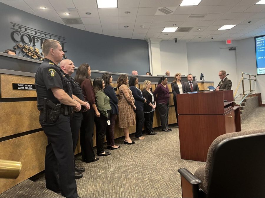 Mayor Wes Mays congratulates members of the Coppell Municipal Court. The Coppell City Council approves to name the week of November 7-11, 2022 as Municipal Court Week.