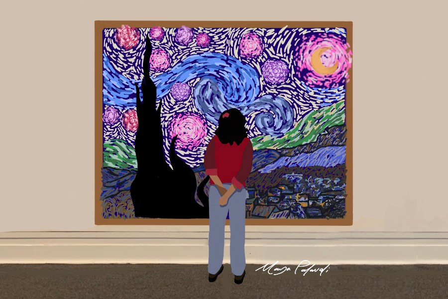 A piece of art can often speak volumes to a person who connects to it. The Sidekick staff cartoonist Maya Palavali explores her appreciation towards “The Starry Night,” a painting by Vincent Van Gogh that she holds close to her heart.