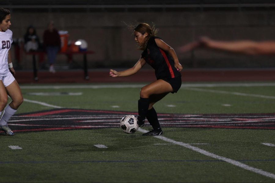 Coppell sophomore midfielder Summer Chen receives a pass at Buddy Echols Field on Tuesday. Coppell girls soccer plays against Lewisville at 7:30 on Friday at Buddy Echols Field. 