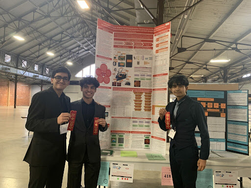 Coppell High School juniors Anish Kalra, Dhroov Pathare and Trishay Naman placed second in the Biomedical Engineering category at the Dallas Regional Science and Engineering Fair on Saturday. Coppell had multiple qualifiers for Texas Science and Engineering Fair and Regeneron International Science and Engineering Fair through this competition. Photo courtesy of Anish Kalra. 
