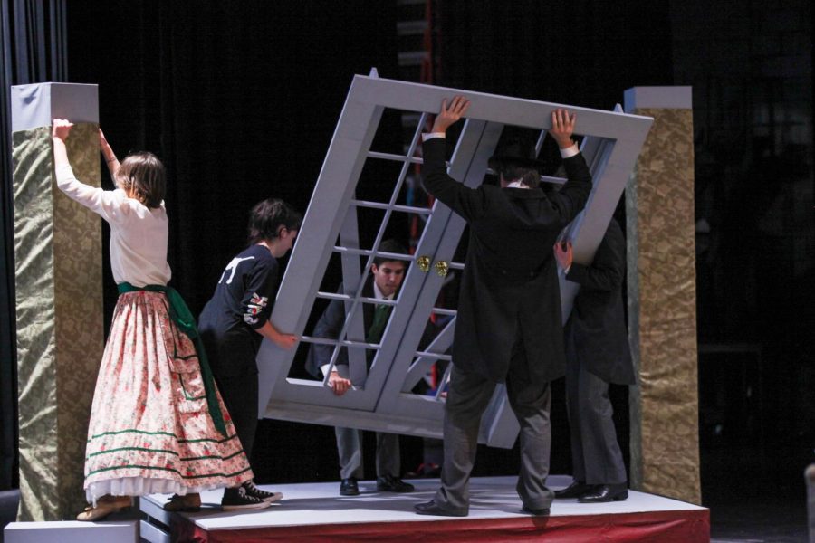 The Cowboy Theatre Company The Importance of Being Earnest cast rehearses breaking down the set prior to its dress rehearsal at CHS Auditorium on Feb. 23. The Cowboy Theatre Company is taking Oscar Wilde’s The Importance of Being Earnest to the 2023 UIL One Act Play competition at 2 p.m. on Thursday for district competition at Lewisville High School.
