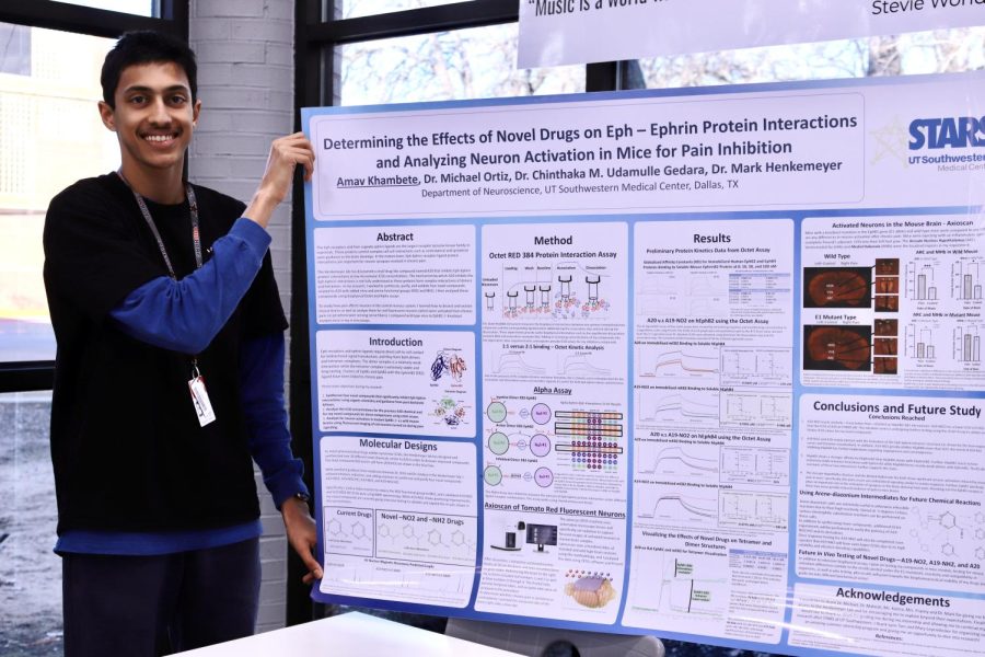 Coppell High School senior Amav Khambete was named Regeneron Science Talent Search Scholar out of 300 competitors. Khambete’s research recorded the effects of drugs on ephrin proteins in mice brains. 