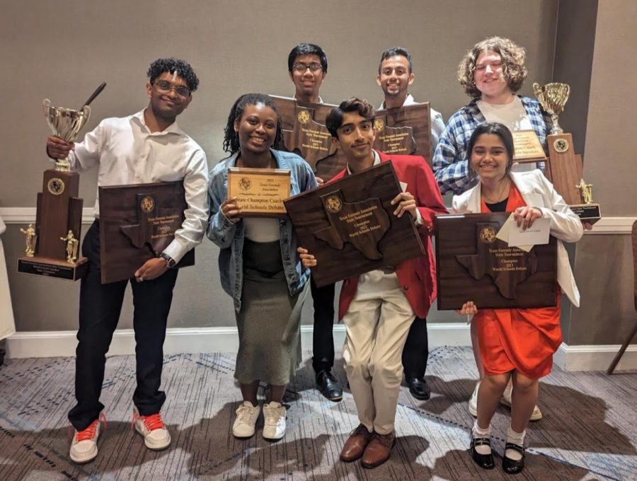 The Coppell Black debate team competed in Texas Forensics Association (TFA) state competition from March 9-12. The team brought back a first place victory which is a first for Coppell in the World Schools team. Photo courtesy of Anushree De.