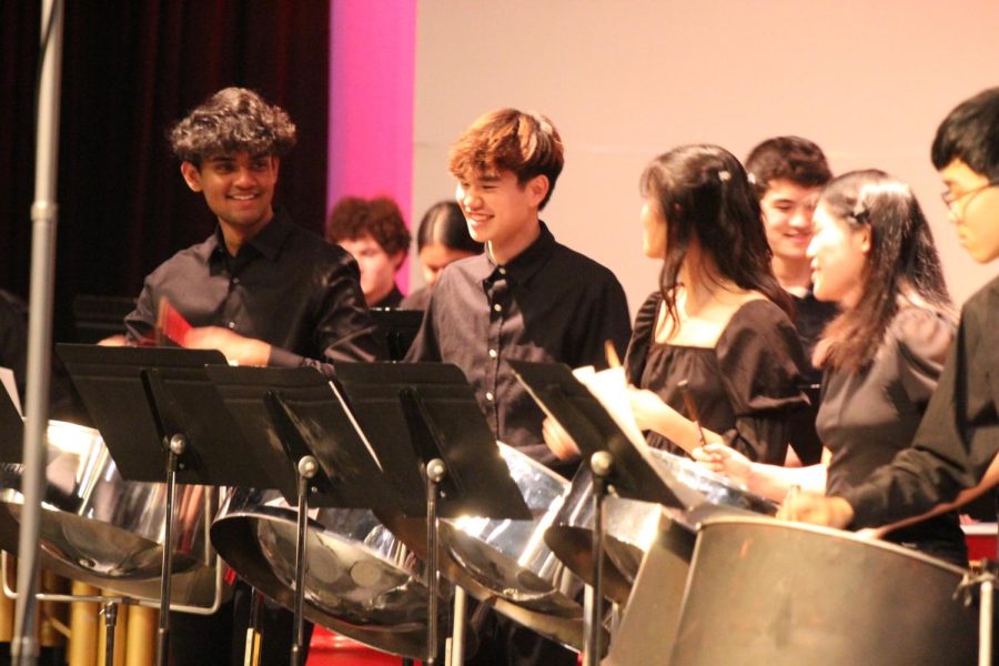 Coppell High School percussion performs “Surfside” in CHS Auditorium on Saturday. CHS and Coppell Middle School percussion students presented their annual Purely Rhythmic  show featuring guest artist CJ Menge. Photo by Sri Achanta