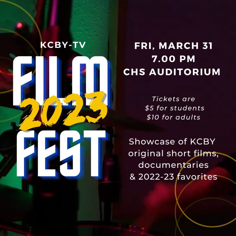 KCBY-TV+is+hosting+its+2023+Film+Fest+on+March+31+at+7+p.m.+in+the+Coppell+High+School+Auditorium.+The+event+is+taking+place+for+the+first+time+since+2013+and+will+showcase+student-made+films.+Graphic+courtesy+Fatima+Syed%2FKCBY-TV.+