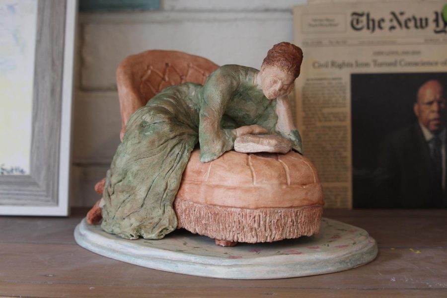 Inspired by her grandmother, Coppell artist Amy Suttle sculpted her piece, “Marguerite,” which was displayed in her home art studio. Suttle has been taking art classes since 2009 and her primary medium is clay.

