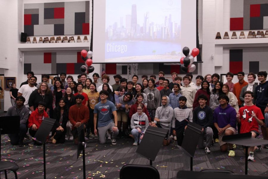 Coppell Band members celebrate in the Band Hall on Thursday after learning  it qualified for the Midwest Clinic in Chicago in December. Coppell High School is one of five bands in the nation to be invited to perform at the Midwest Clinic. 