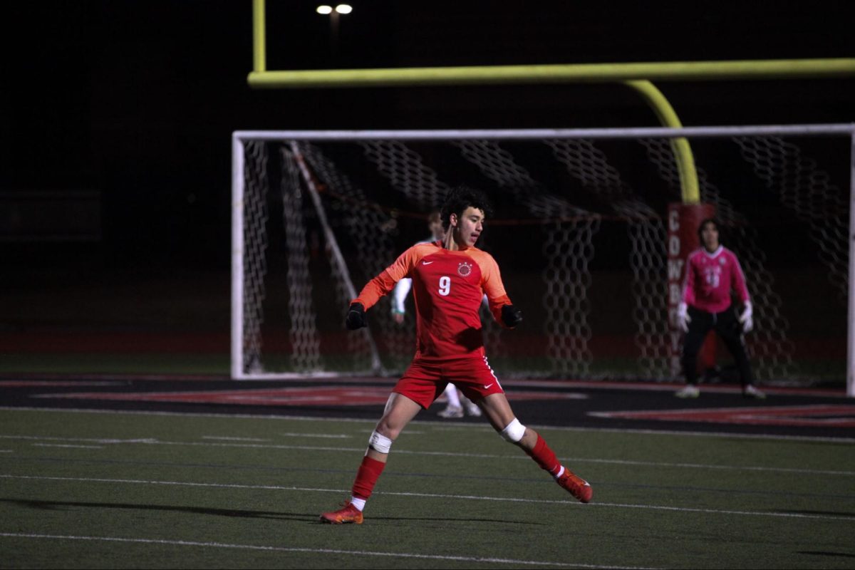 Coppell+forward+Luis+Mendez+looks+to+receive+a+pass+at+Buddy+Echols+Field+on+Jan.+19.+Mendez+has+made+remarkable+strides+in+his+athletic+pursuits+while+balancing+academic+commitments+as+a+student-athlete.+