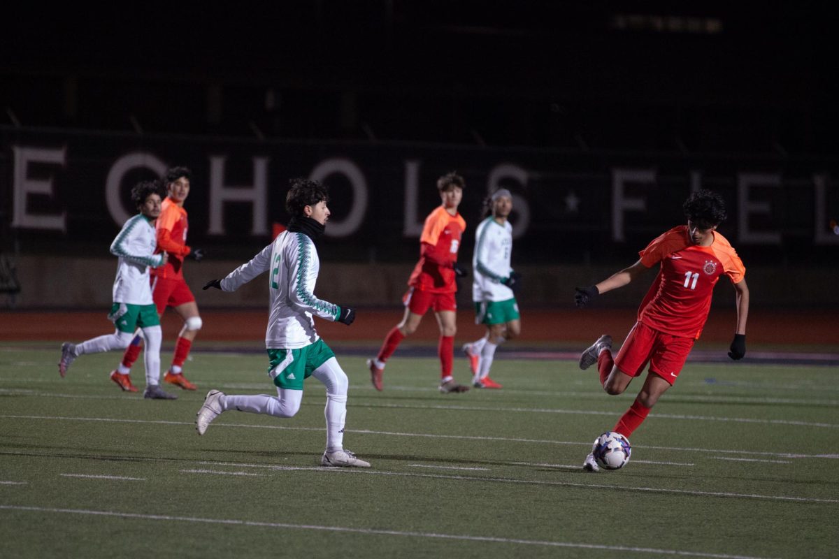 Coppell senior forward Gareth Meza Murillo dribbles against Azle at Buddy Echols Field on Jan. 19. The Cowboys plays Hebron at 7:30 p.m. at Buddy Echols Field on Tuesday.