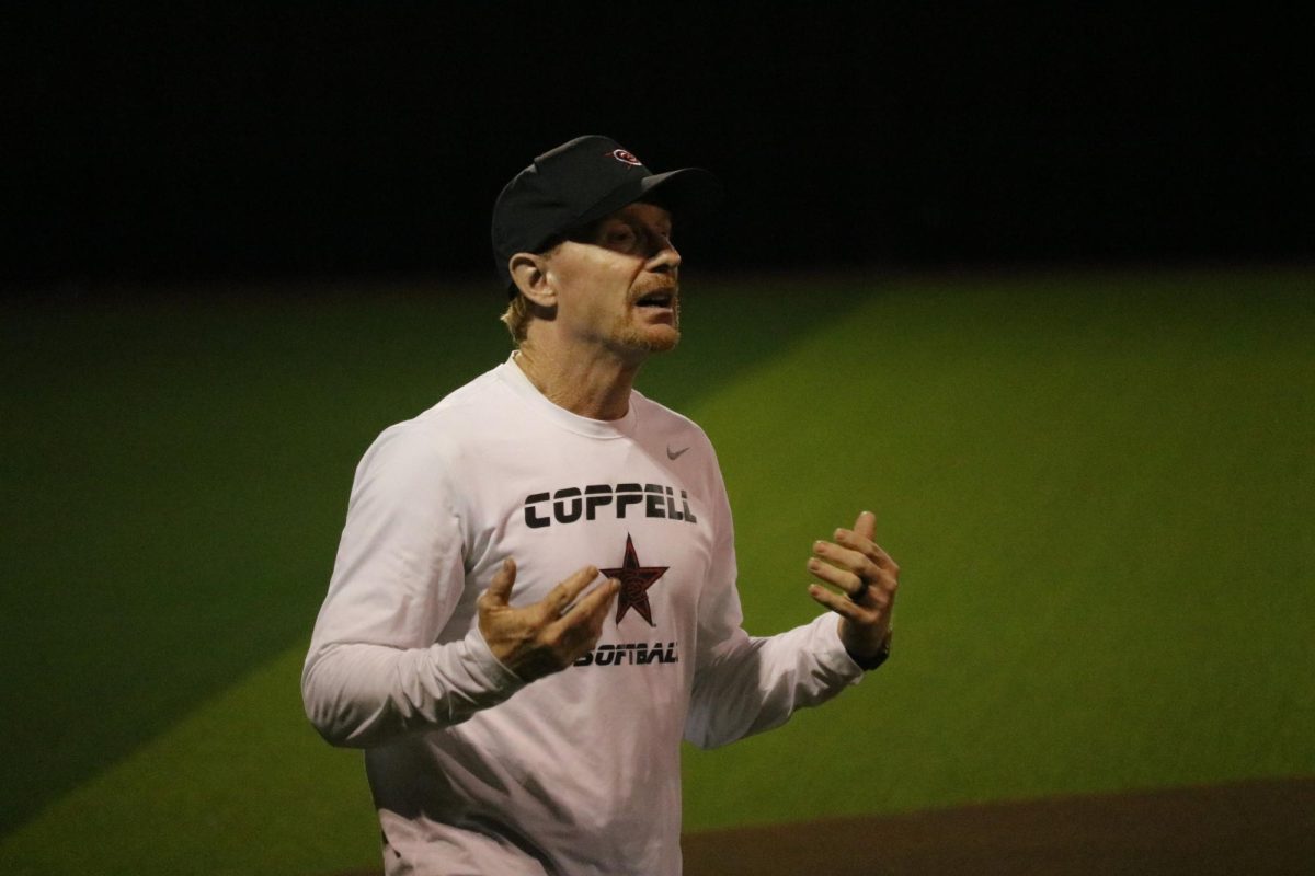 Robbie+Moen+is+in+his+first+year+as+Coppell+softball+coach.+Moen+comes+to+Coppell+from+Coatimundi+Middle+School+in+Arizona+where+he+served+as+athletic+director.