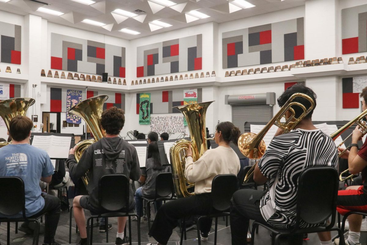 Coppell+Band+rehearses+in+its+current+practice+rooms+on+Wednesday+in+the+band+hall.+To+improve+conditions+for+band%2C+choir+and+dance+classes%2C+Coppell+ISD+is+building+a+fine+arts+rehearsal+building+funded+by+the+2023+bond.
