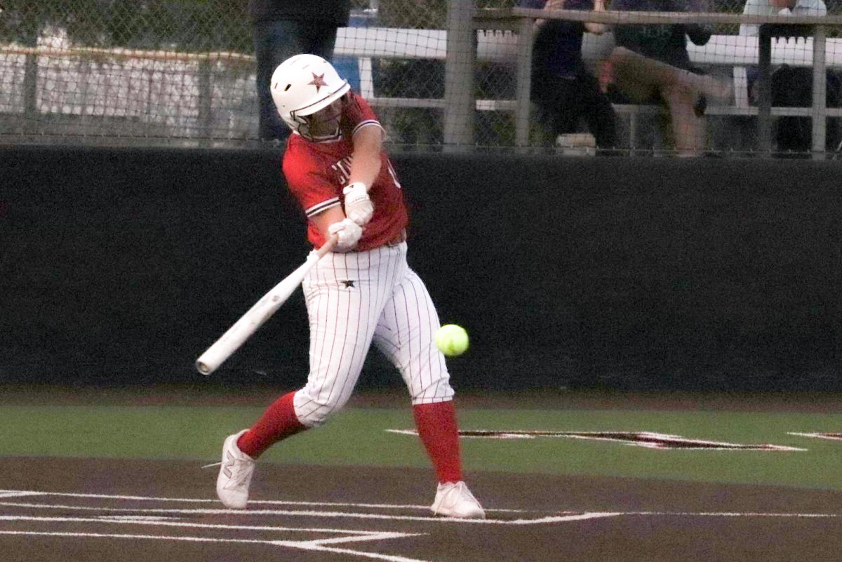 Coppell+shortstop+Mallory+Moore+hits+a+single+at+Coppell+ISD+Baseball%2FSoftball+Complex+on+Friday.+Plano+West++defeated+the+Cowgirls%2C+8-1.